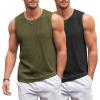 COOFANDY Men’s Casual Tank Tops 2 Pack Knit Sleeveless Lightweight Tee Muscle Basic T Shirts(Black/Army Green)