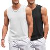 COOFANDY Men’s Casual Tank Tops 2 Pack Knit Sleeveless Lightweight Tee Muscle Basic T Shirts(Black/White)