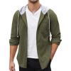 COOFANDY Men’s Corduroy Shirt Jackets Long Sleeve Button Down Casual Stylish Hooded Shacket Jacket with Pocket(Army Green)