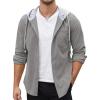 COOFANDY Men’s Corduroy Shirt Jackets Long Sleeve Button Down Casual Stylish Hooded Shacket Jacket with Pocket(Grey)