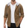 COOFANDY Men’s Corduroy Shirt Jackets Long Sleeve Button Down Casual Stylish Hooded Shacket Jacket with Pocket(Light Brown)