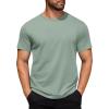 COOFANDY Men’s Cotton T-Shirt Short Sleeve Crew Neck Tee Shirts Casual Solid Basic Tops(Light Green)