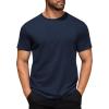 COOFANDY Men’s Cotton T-Shirt Short Sleeve Crew Neck Tee Shirts Casual Solid Basic Tops(Navy Blue)
