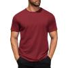 COOFANDY Men’s Cotton T-Shirt Short Sleeve Crew Neck Tee Shirts Casual Solid Basic Tops(Wine Red)
