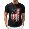 COOFANDY Mens Crew Neck T Shirt Short Sleeve Casual Summer Basic Tee Slim Fit Workout T-Shirt(Black Red White Flag)