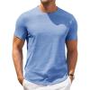 COOFANDY Mens Crew Neck T Shirt Short Sleeve Casual Summer Basic Tee Slim Fit Workout T-Shirt(Light Blue)