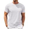 COOFANDY Mens Crew Neck T Shirt Short Sleeve Casual Summer Basic Tee Slim Fit Workout T-Shirt(White)