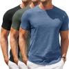 COOFANDY Mens Crew Neck T Shirt Short Sleeve Casual Summer Basic Tee Slim Fit Workout T-Shirt(Y-black/Army Green/Blue-3 Pack)