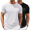 COOFANDY Mens Crew Neck T Shirt Short Sleeve Casual Summer Basic Tee Slim Fit Workout T-Shirt(Y-black/White-2 Pack)