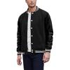 COOFANDY Mens Fashion Varsity Jackets Leather Sleeve Slim Fit College Baseball Letterman Bomber Coat(Black)