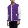 COOFANDY Mens Fashion Varsity Jackets Leather Sleeve Slim Fit College Baseball Letterman Bomber Coat(Purple)