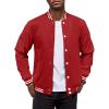 COOFANDY Mens Fashion Varsity Jackets Leather Sleeve Slim Fit College Baseball Letterman Bomber Coat(Red)