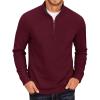 COOFANDY Men’s Fleece Quarter Zip Pullover Long Sleeve Mock Neck Sweatshirt(Burgundy)