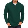 COOFANDY Men’s Fleece Quarter Zip Pullover Long Sleeve Mock Neck Sweatshirt(Dark Green)