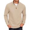 COOFANDY Men’s Fleece Quarter Zip Pullover Long Sleeve Mock Neck Sweatshirt(Khaki)
