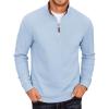 COOFANDY Men’s Fleece Quarter Zip Pullover Long Sleeve Mock Neck Sweatshirt(Light Blue)