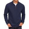 COOFANDY Men’s Fleece Quarter Zip Pullover Long Sleeve Mock Neck Sweatshirt(Navy Blue)
