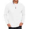 COOFANDY Men’s Fleece Quarter Zip Pullover Long Sleeve Mock Neck Sweatshirt(White)