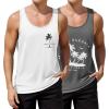 COOFANDY Men’s Floral Tank Top Sleeveless Tees All Over Print Casual Sport T-Shirts Hawaii Beach Vacation(2 Pack-white/Dark Gray)