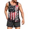 COOFANDY Men’s Floral Tank Top Sleeveless Tees All Over Print Casual Sport T-Shirts Hawaii Beach Vacation(Flag 1)