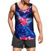COOFANDY Men’s Floral Tank Top Sleeveless Tees All Over Print Casual Sport T-Shirts Hawaii Beach Vacation(Navy Blue)
