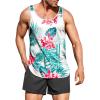 COOFANDY Men’s Floral Tank Top Sleeveless Tees All Over Print Casual Sport T-Shirts Hawaii Beach Vacation(White)