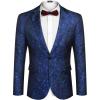 COOFANDY Mens Floral Tuxedo Jackets Slim Fit Suit Blazer Jacket for Wedding Dinner Prom(Royal Blue)