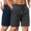 COOFANDY Mens Gym Shorts(Dark Grey/Navy Blue)