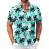 COOFANDY Mens Hawaiian Shirt Short Sleeve Button Down Shirts Tropical Floral Summer Beach Shirts(Coconut Tree-blue Green)