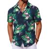 COOFANDY Mens Hawaiian Shirt Short Sleeve Button Down Shirts Tropical Floral Summer Beach Shirts(Navy – Flamingo)