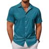 COOFANDY Mens Hawaiian Shirt Short Sleeve Button Down Shirts Tropical Floral Summer Beach Shirts(Navy Blue- Lake Green)