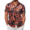 COOFANDY Mens Hawaiian Shirt Short Sleeve Button Down Shirts Tropical Floral Summer Beach Shirts(Orange-floral)