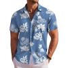 COOFANDY Mens Hawaiian Shirt Short Sleeve Button Down Shirts Tropical Floral Summer Beach Shirts(White Flower Blue)