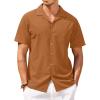 COOFANDY Mens Hawaiian Shirt Short Sleeve Buttoon Down Shirts Casual Tropical Floral Summer Linen Shirts(Light Brown)