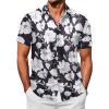 COOFANDY Mens Hawaiian Shirts Short Sleeve Button Down Shirt Casual Summer Beach Shirts Floral Tropical Vacation Resort Wear(Black & White)