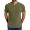 COOFANDY Men’s Henley Shirts Cotton Short Sleeve Casual T-Shirt Button Henley Basic Tee Lightweight Summer Top(Army Green)