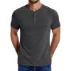 COOFANDY Men’s Henley Shirts Cotton Short Sleeve Casual T-Shirt Button Henley Basic Tee Lightweight Summer Top(Dark Grey)