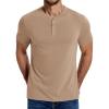 COOFANDY Men’s Henley Shirts Cotton Short Sleeve Casual T-Shirt Button Henley Basic Tee Lightweight Summer Top(Khaki)