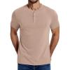 COOFANDY Men’s Henley Shirts Cotton Short Sleeve Casual T-Shirt Button Henley Basic Tee Lightweight Summer Top(Light Khaki)