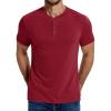 COOFANDY Men’s Henley Shirts Cotton Short Sleeve Casual T-Shirt Button Henley Basic Tee Lightweight Summer Top(Wine Red)