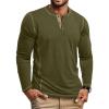 COOFANDY Men’s Henley Shirts Long Sleeve Casual Maverick Slub Henley T-Shirts Lightweight Basic Tee(02-army Green)