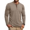COOFANDY Men’s Henley Shirts Long Sleeve Casual Maverick Slub Henley T-Shirts Lightweight Basic Tee(02-khaki)
