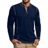 COOFANDY Men’s Henley Shirts Long Sleeve Casual Maverick Slub Henley T-Shirts Lightweight Basic Tee(02-navy Blue)