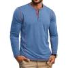 COOFANDY Men’s Henley Shirts Long Sleeve Casual Maverick Slub Henley T-Shirts Lightweight Basic Tee(Blue)