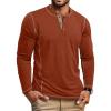 COOFANDY Men’s Henley Shirts Long Sleeve Casual Maverick Slub Henley T-Shirts Lightweight Basic Tee(Caramel)