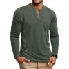 COOFANDY Men’s Henley Shirts Long Sleeve Casual Maverick Slub Henley T-Shirts Lightweight Basic Tee(Dark Army Green)