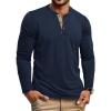COOFANDY Men’s Henley Shirts Long Sleeve Casual Maverick Slub Henley T-Shirts Lightweight Basic Tee(Navy Blue)