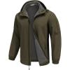 COOFANDY Men’s Hooded Softshell Jacket Waterproof Fleece Lined Windbreaker Lightweight Outdoor Hiking Jacket(Army Green)