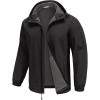 COOFANDY Men’s Hooded Softshell Jacket Waterproof Fleece Lined Windbreaker Lightweight Outdoor Hiking Jacket(Black)