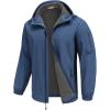 COOFANDY Men’s Hooded Softshell Jacket Waterproof Fleece Lined Windbreaker Lightweight Outdoor Hiking Jacket(Blue)